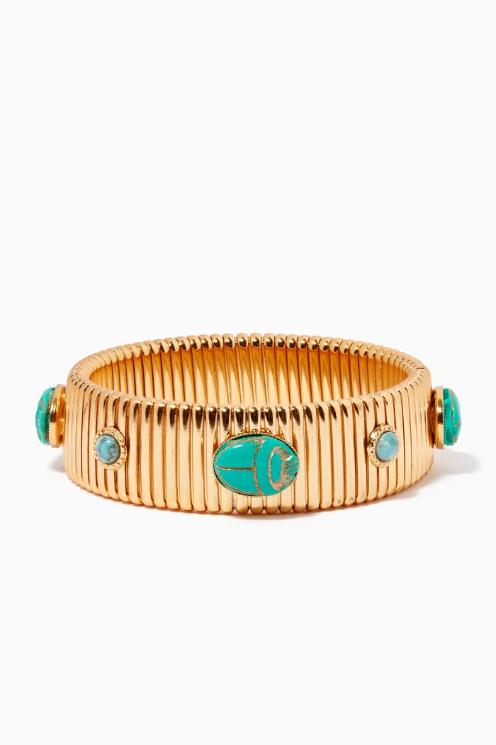 

Strada Stone Stretch Bracelet in 24kt Gold Plating, Blue