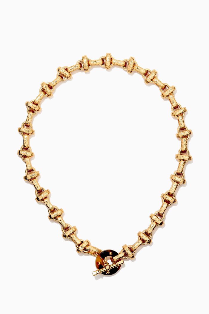 

Adrian Chain Necklace with Toggle Closure, Brown