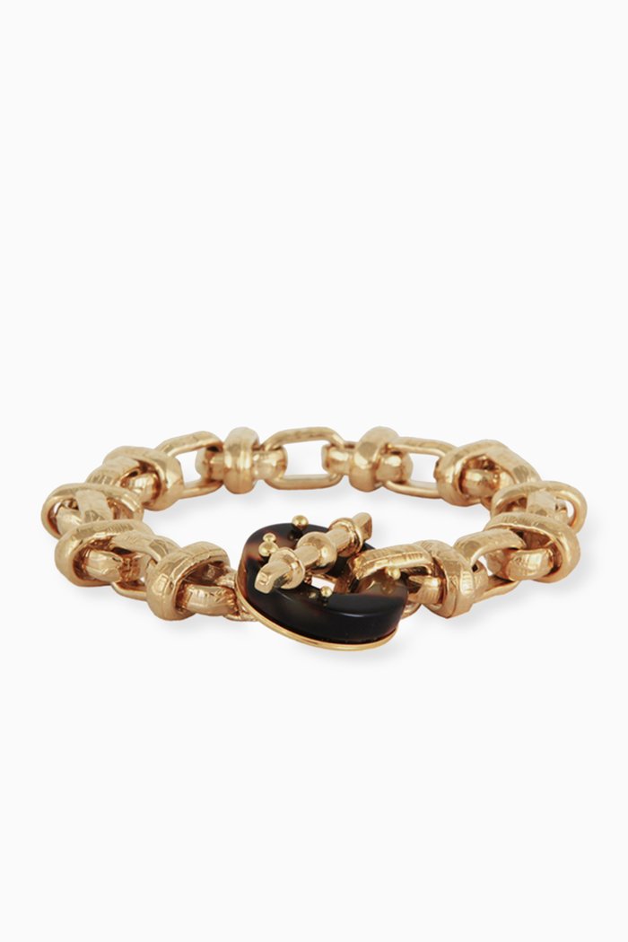 Adrian Chain Bracelet with Toggle Closure, Brown