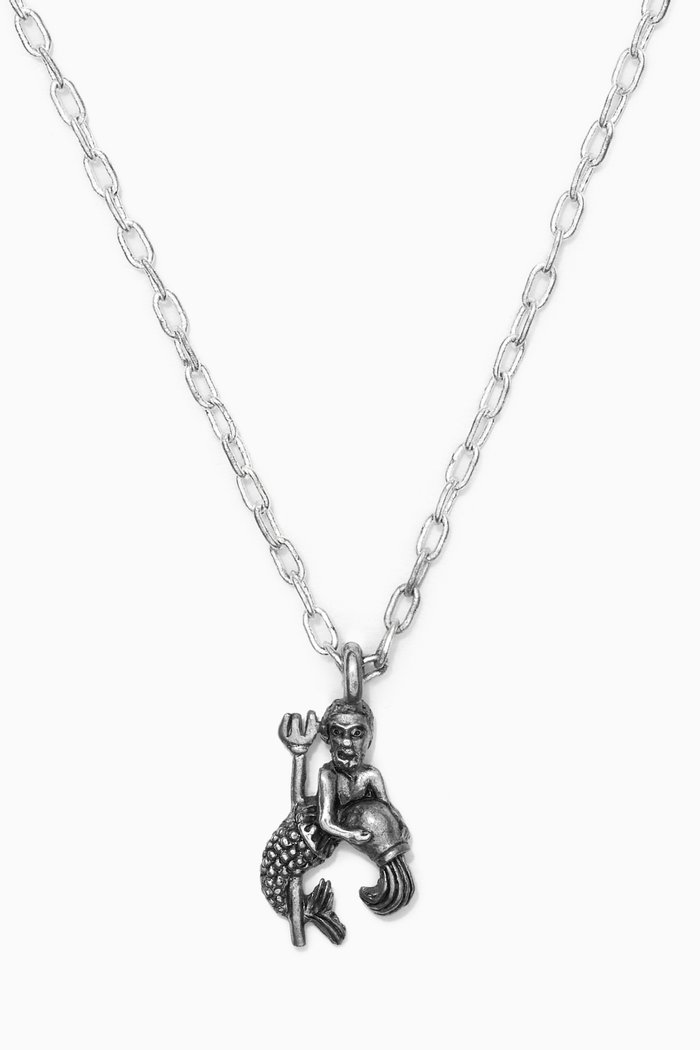 

Aquarius Zodiac Pendant with Chain Necklace in Silver Plating