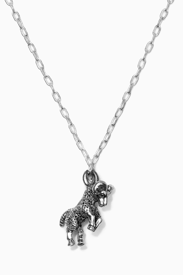 

Aries Zodiac Pendant with Chain Necklace in Silver Plating