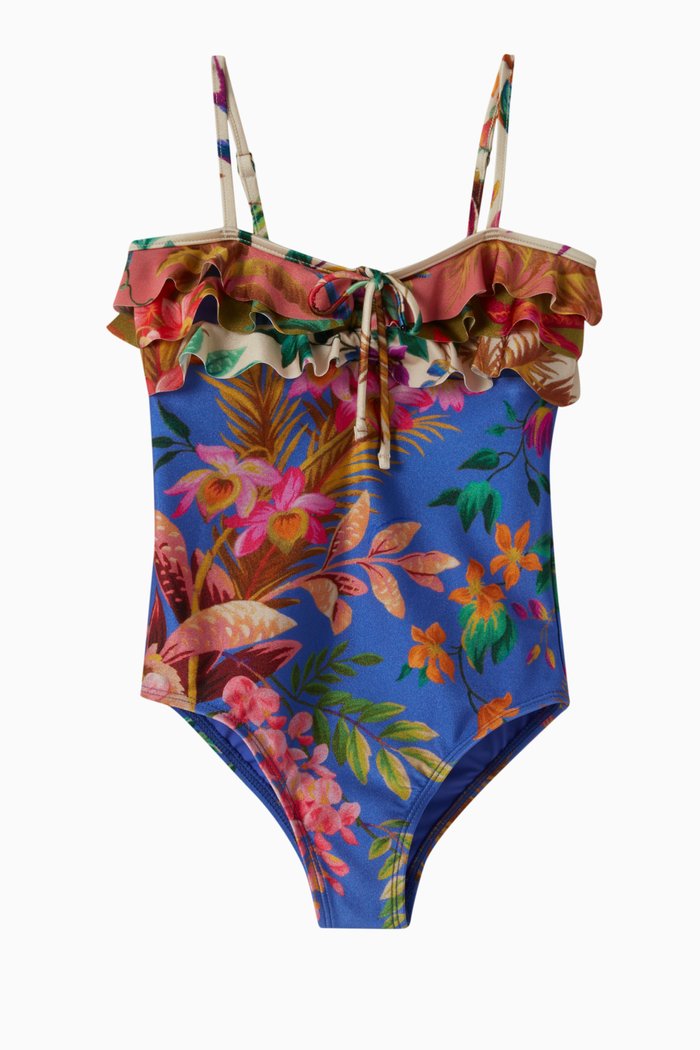 

Tropicana Spliced Frill One Piece Swimsuit, Blue