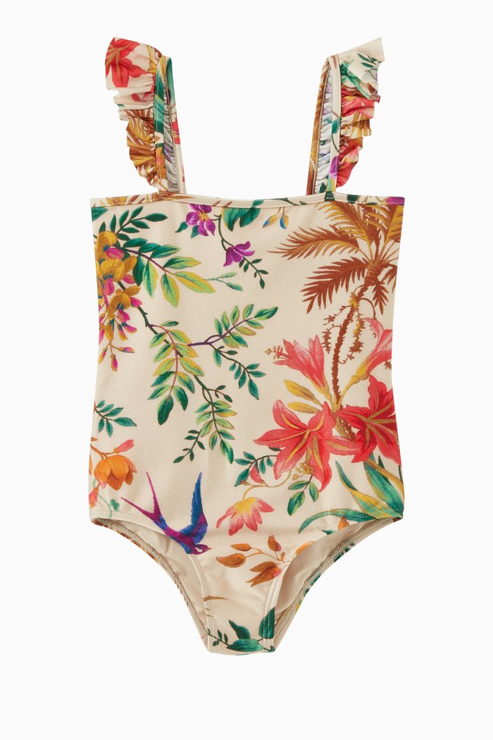 Tropicana Frill Shoulder One Piece Swimsuit, Neutral