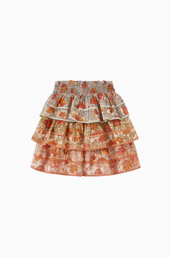 Andie Tiered Skirt in Cotton, Orange