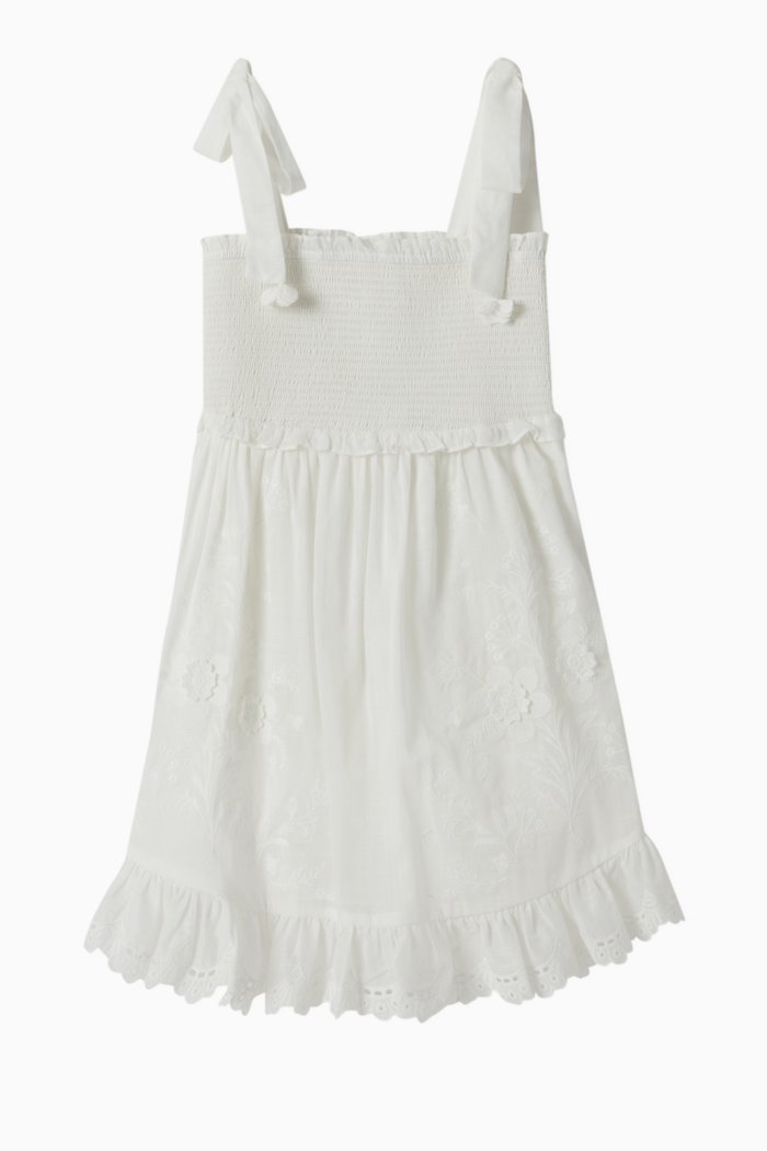

Rosa Embroidered Dress in Cotton, White