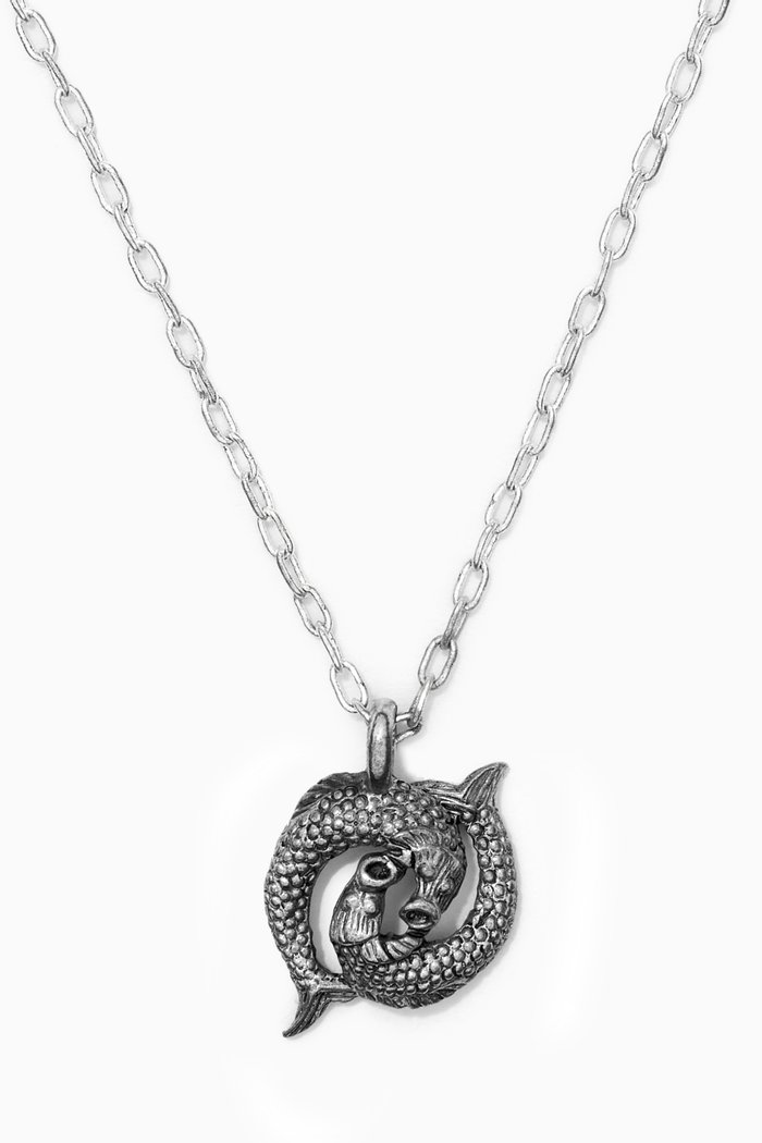 

Pisces Zodiac Pendant with Chain Necklace in Silver Plating