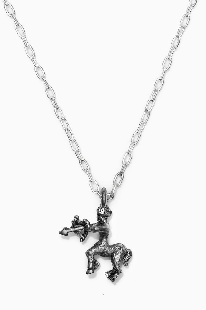 

Saggitarius Zodiac Pendant with Chain Necklace in Silver Plating