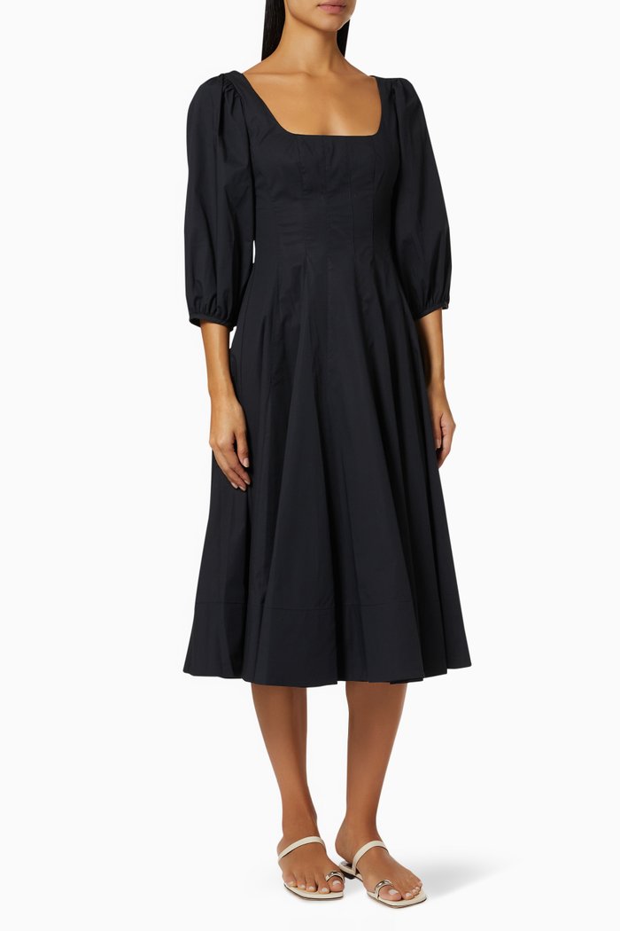 

Swells Midi Dress in Cotton Poplin, Black