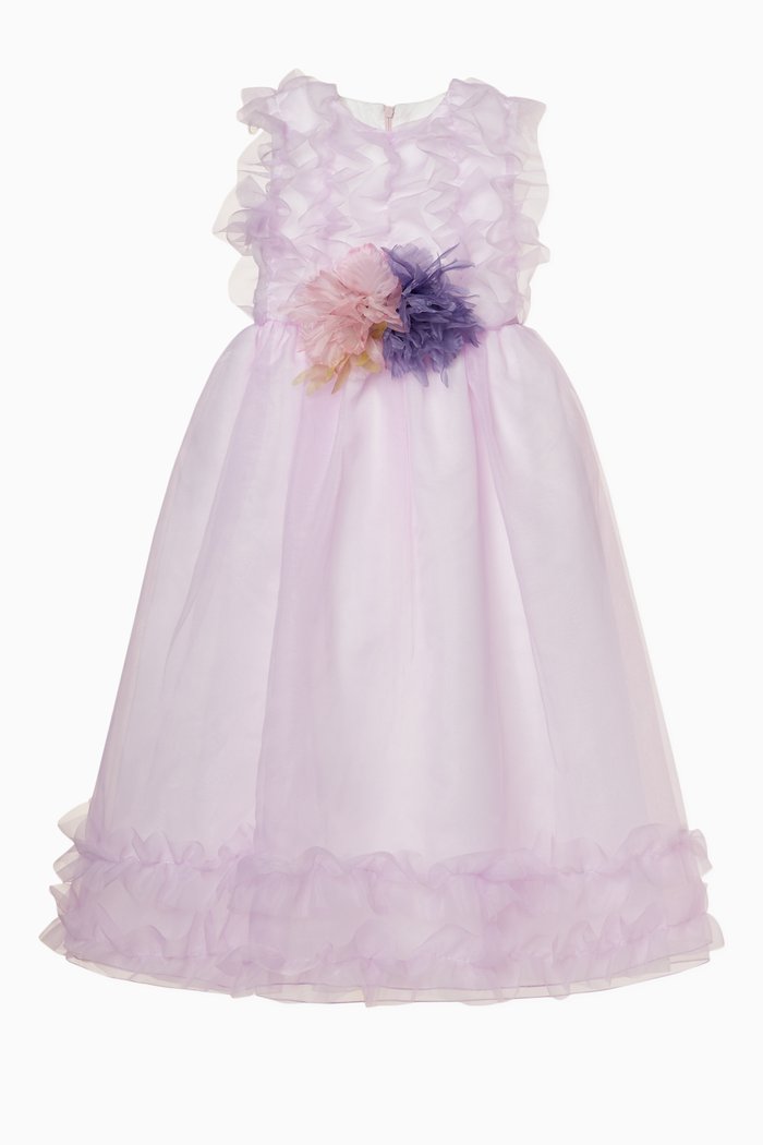 

Ruffle Tulle-Trimmed Dress, Purple