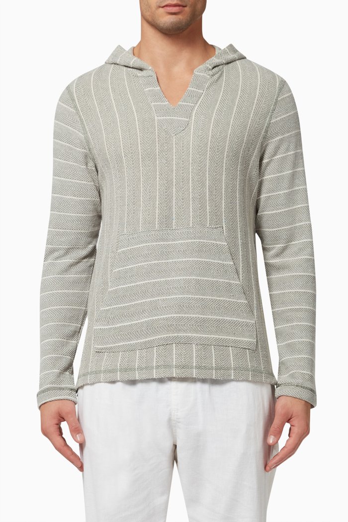 

Baja Herringbone Stripe Hoodie in Cotton Blend, Neutral