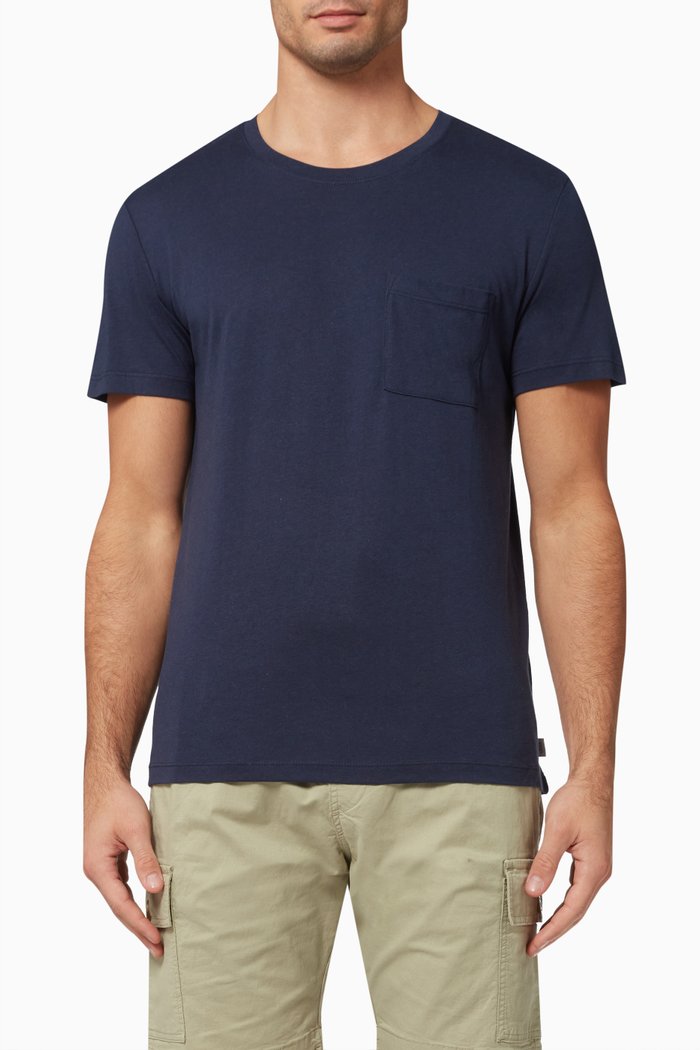 

Pocket T-shirt in Cotton Blend, Blue
