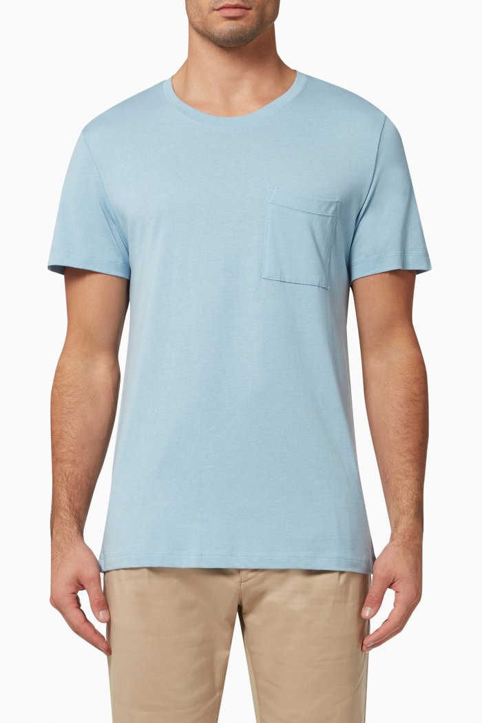 

Crew Pocket T-Shirt in Cotton Blend, Blue