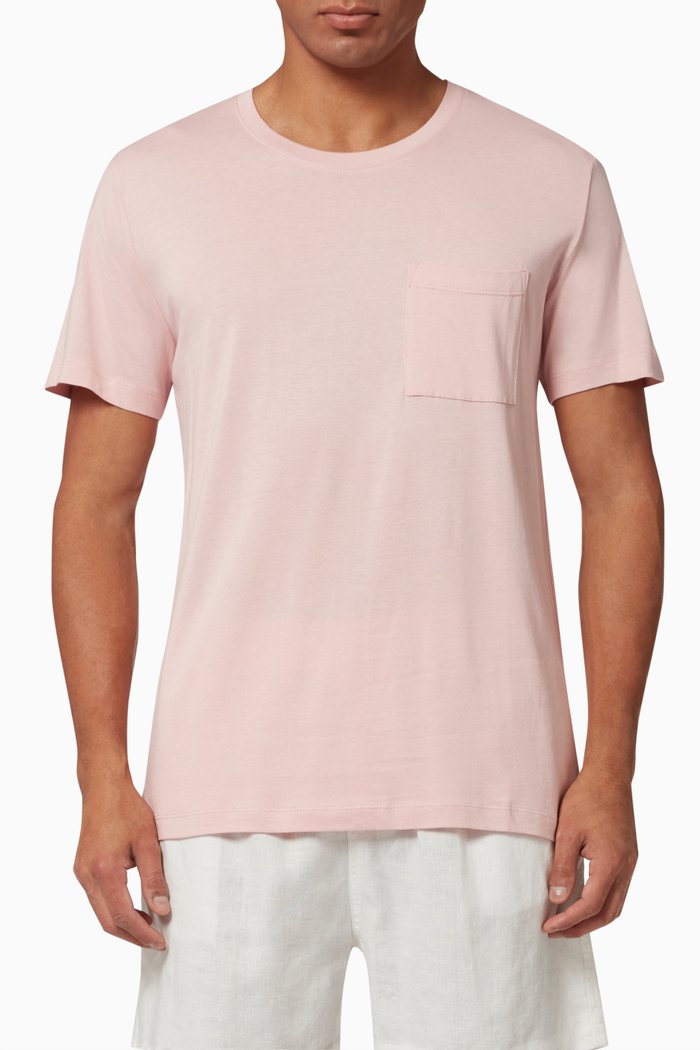

Crew Pocket T-Shirt in Cotton Blend, Pink