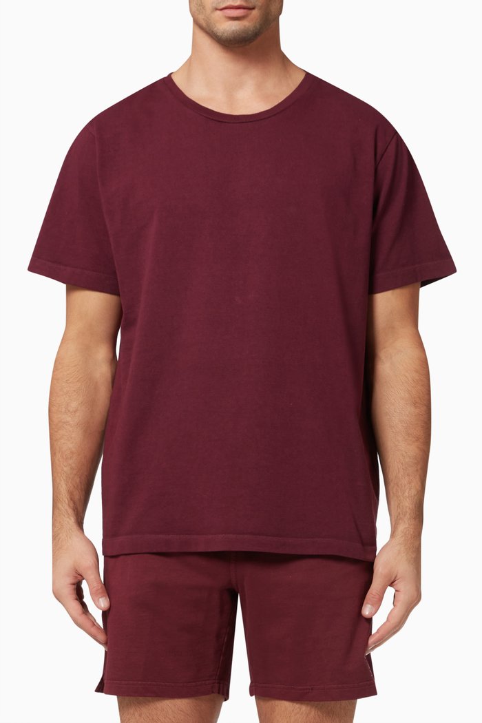 

Crewneck T-shirt in Garment Dye Jersey, Burgundy