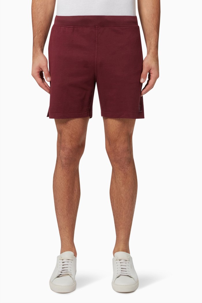 Pull-on Shorts in Garment Dye Terry, Burgundy