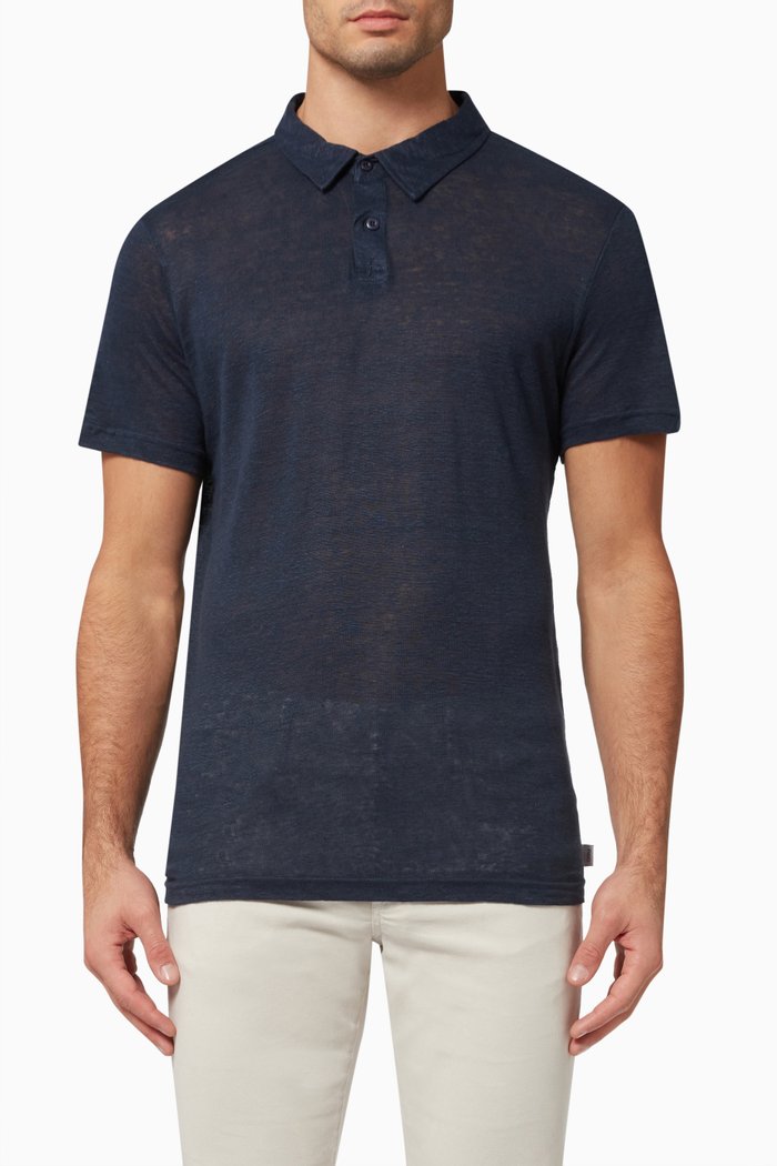 

Polo T-shirt in Linen, Blue