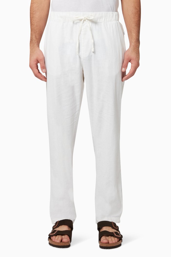 

Straight Pants in Linen Blend, White