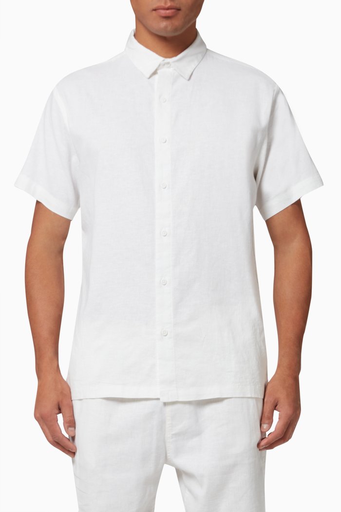 

Short Sleeve Shirt in Stretch Linen, White