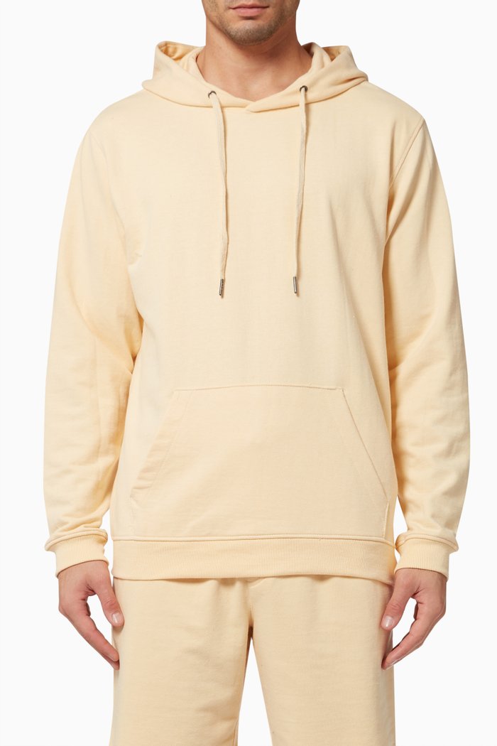 

Heathered French Terry Pull-Over Hoodie in Cotton Blend, Neutral