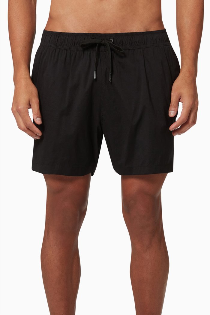 

Charles 5" Seersucker Gingham Swim Trunks, Black