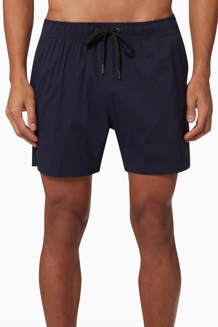 

Charles 5" Seersucker Gingham Swim Trunks, Blue