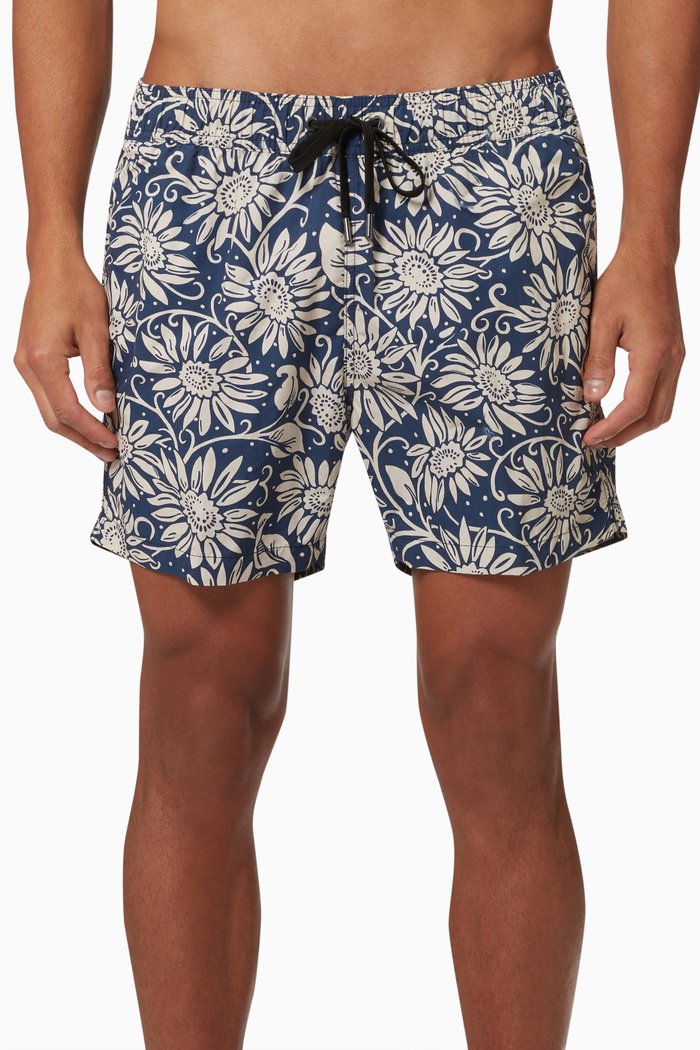 

Charles 5" Seersucker Gingham Swim Trunks, Blue