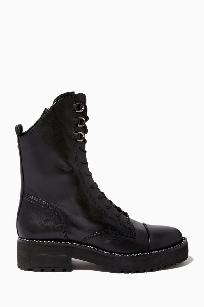 

Lenley Combat Boots in Leather, Black