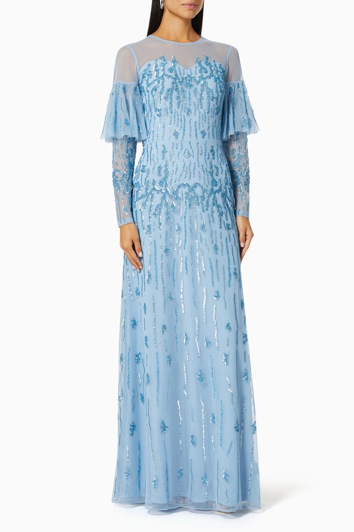 

Sequin Embellished Dress in Tulle, Blue