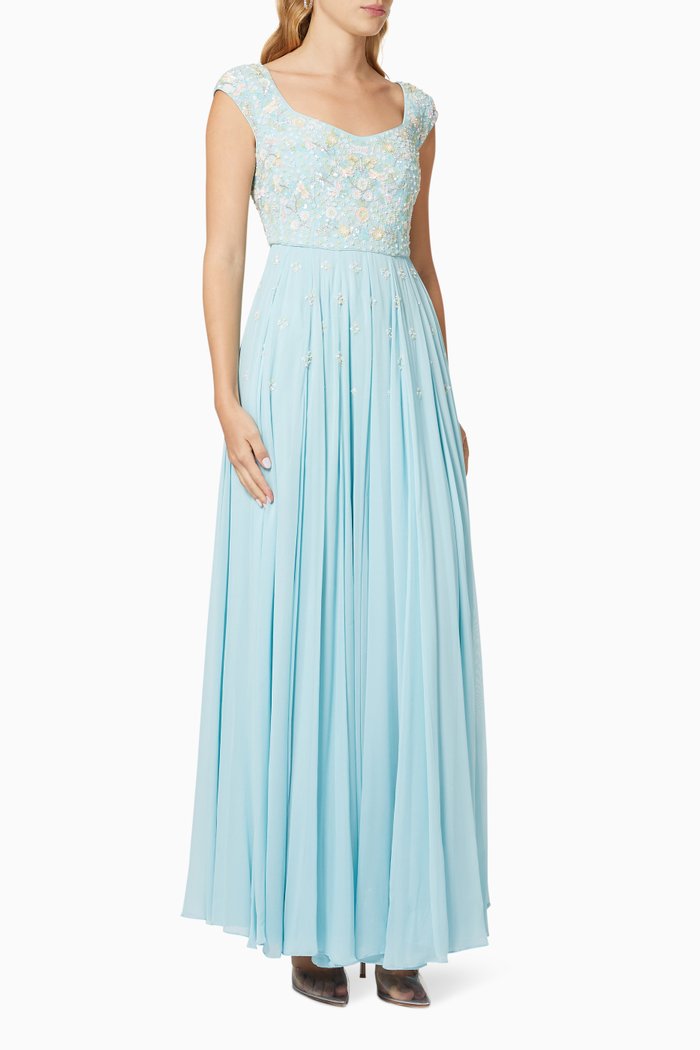 

Sequin Embellished Dress in Cotton, Blue