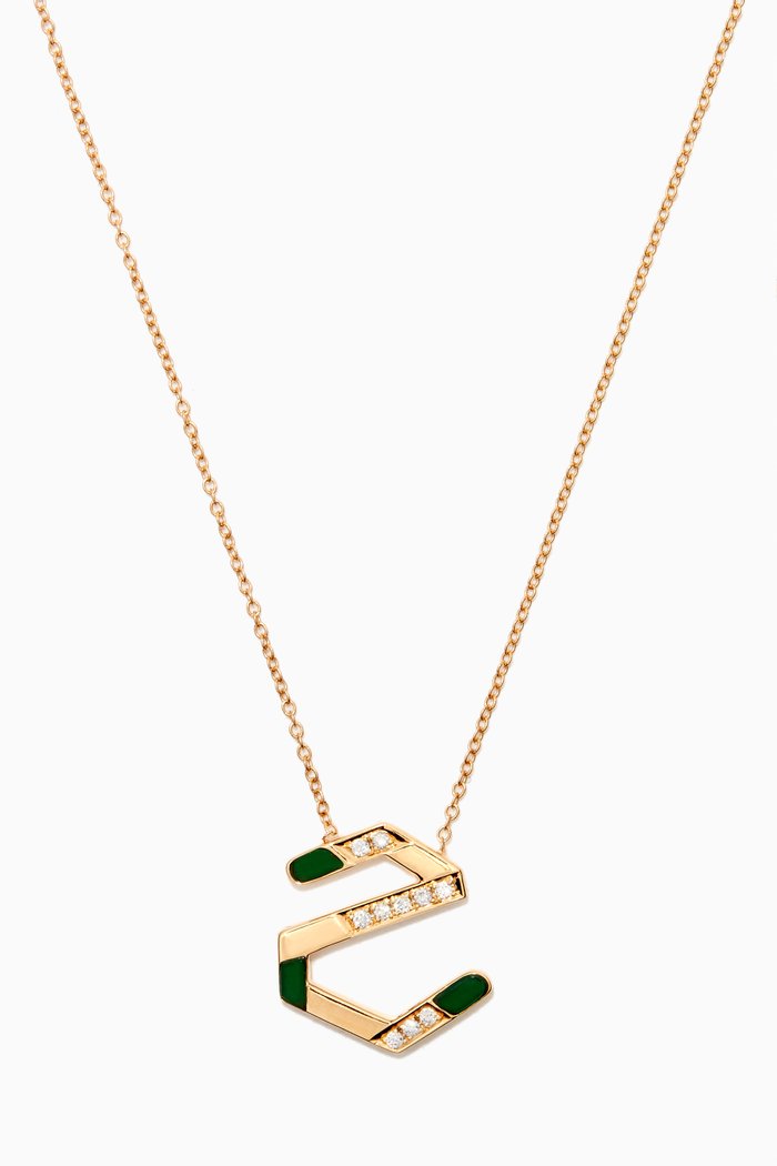 28 Initial Diamond Necklace in 18kt Yellow Gold