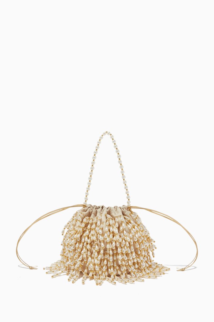

La Pluie D'amour Bag in Acrylic Pearl Beads, White