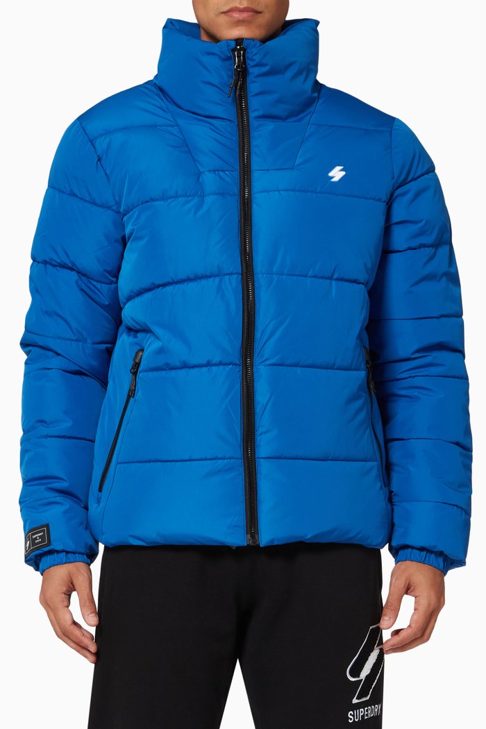 

Non Hooded Sports Puffer Jacket, Blue