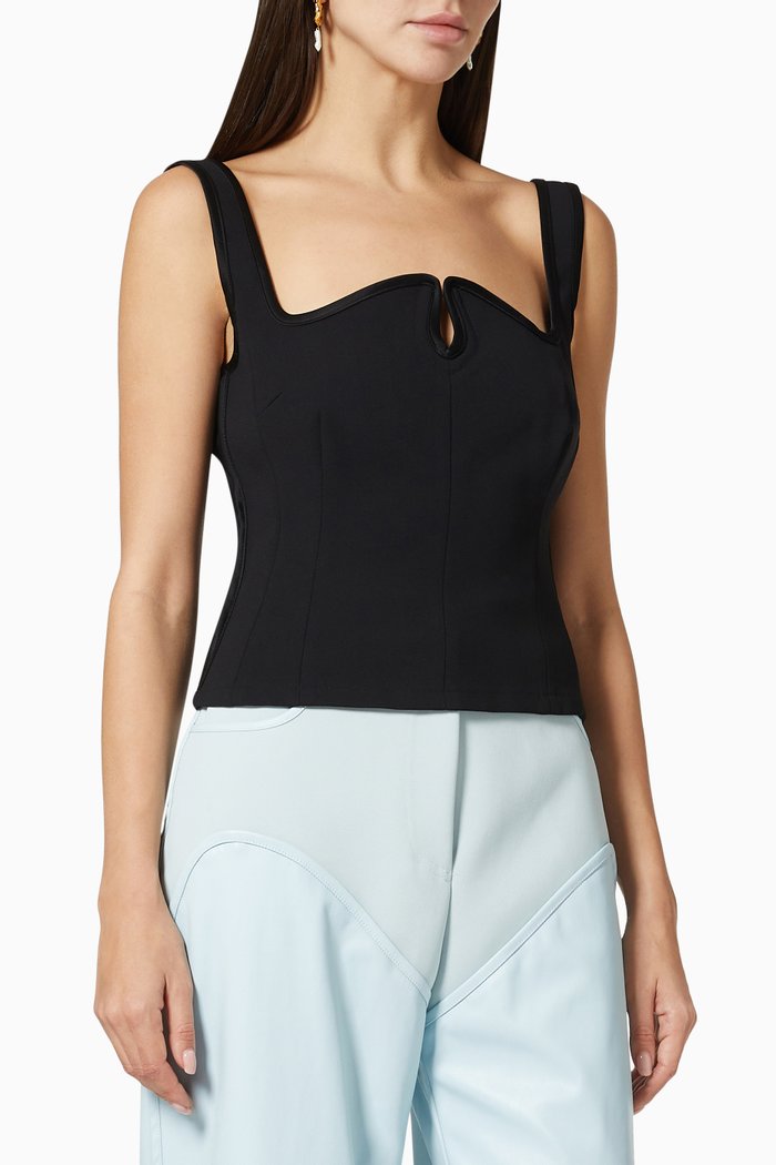 

Diamond Sculpted Singlet in Bonded Stretch Fabric, Black