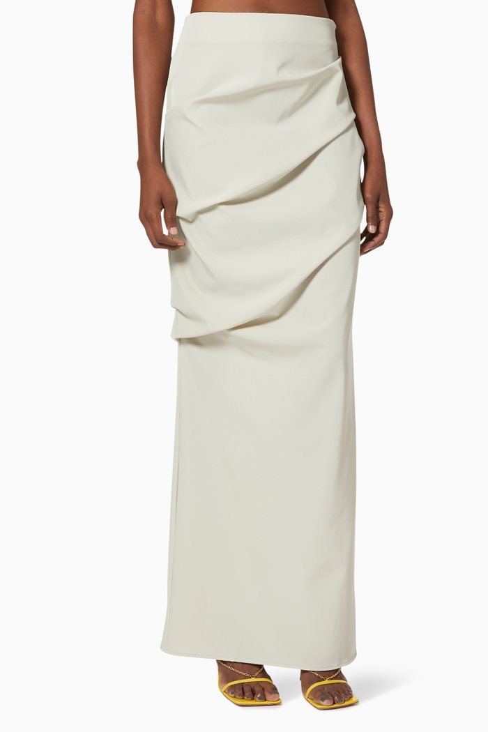 

Remmy Skirt in Repurposed Stretch Fabric, Neutral