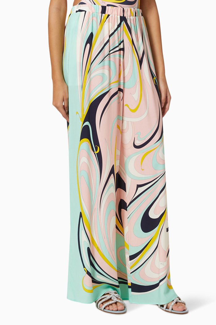 

Onde Print Pants in Viscose, Pink