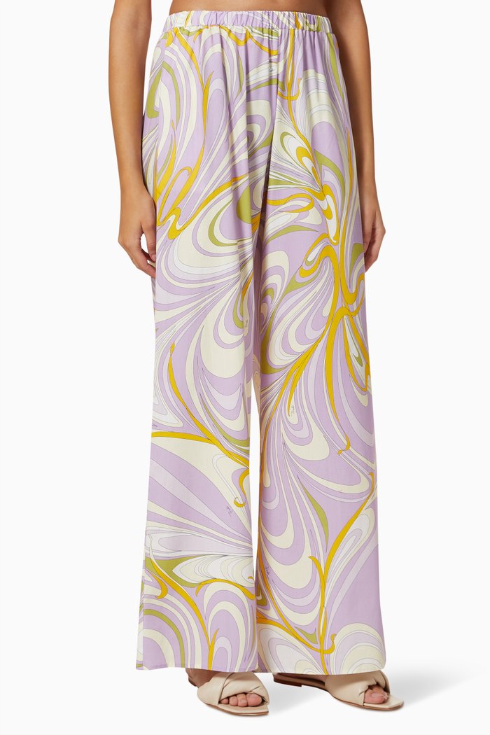 

Onde Print Pants in Cotton, Purple