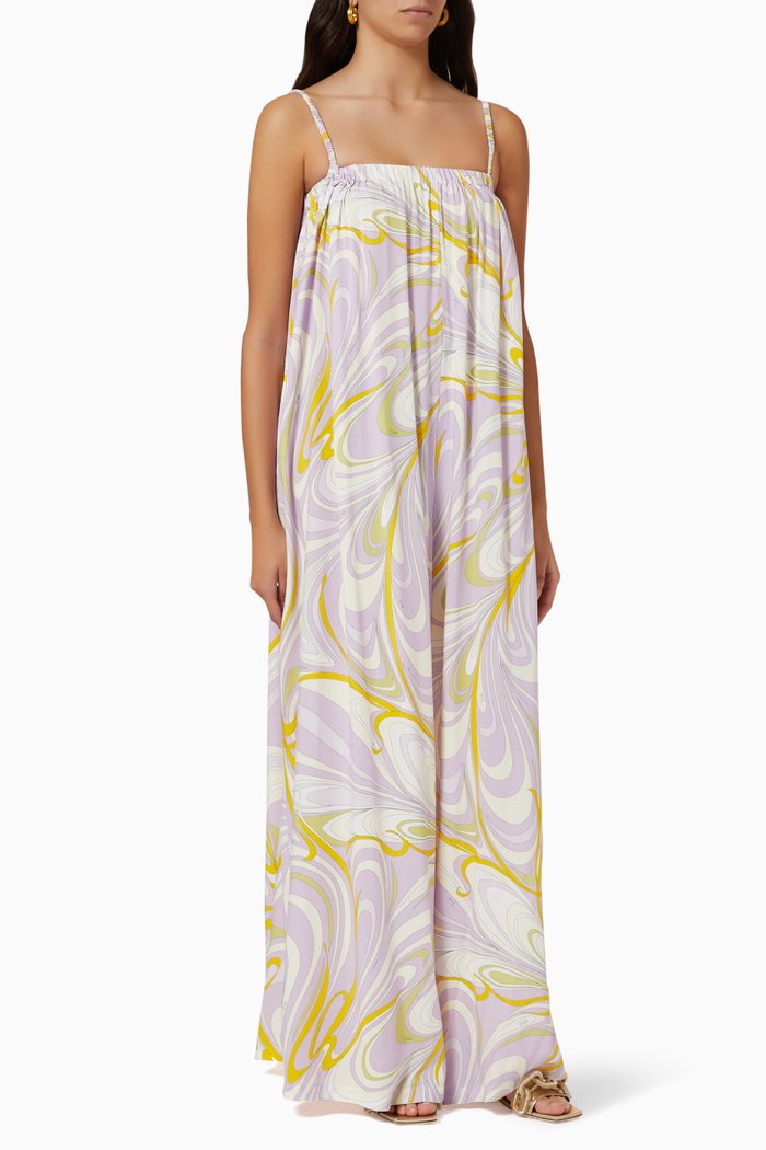 

Onde Print Overall in Rayon, Purple