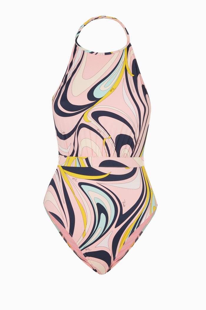 

Onde Print Swimsuit in Lycra, Pink