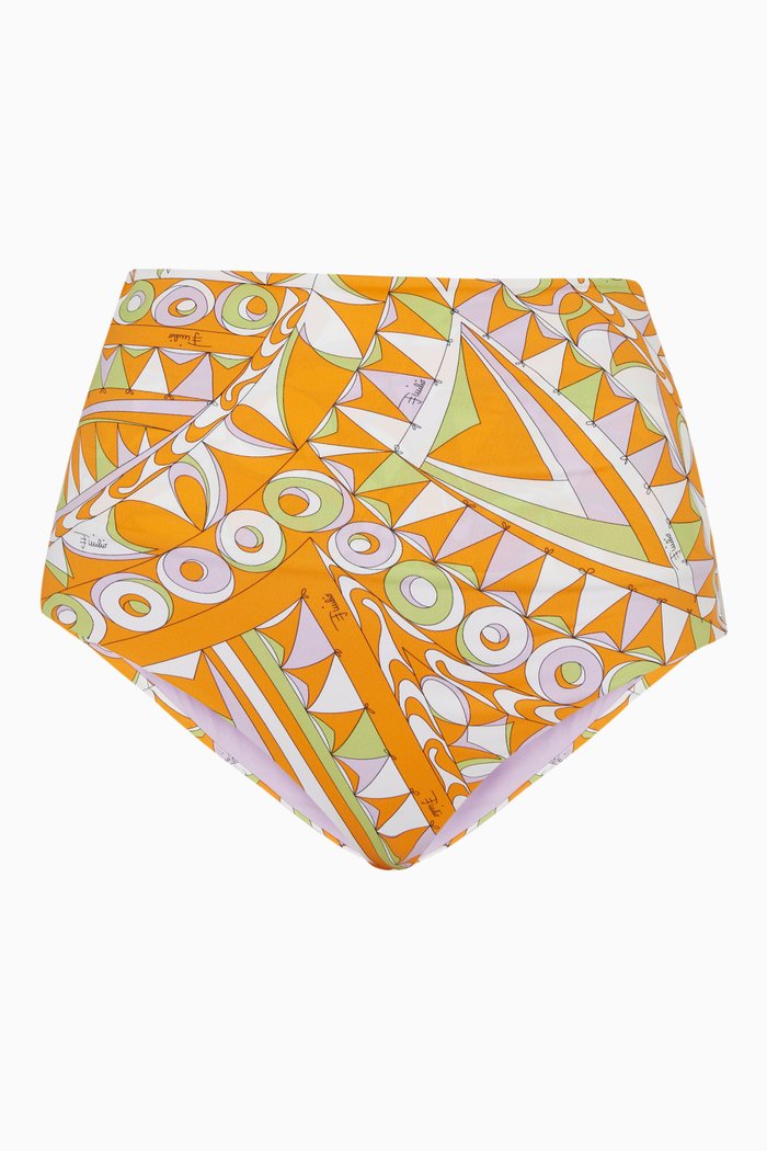 

Bandierine Print Bikini Briefs in Lycra, Green