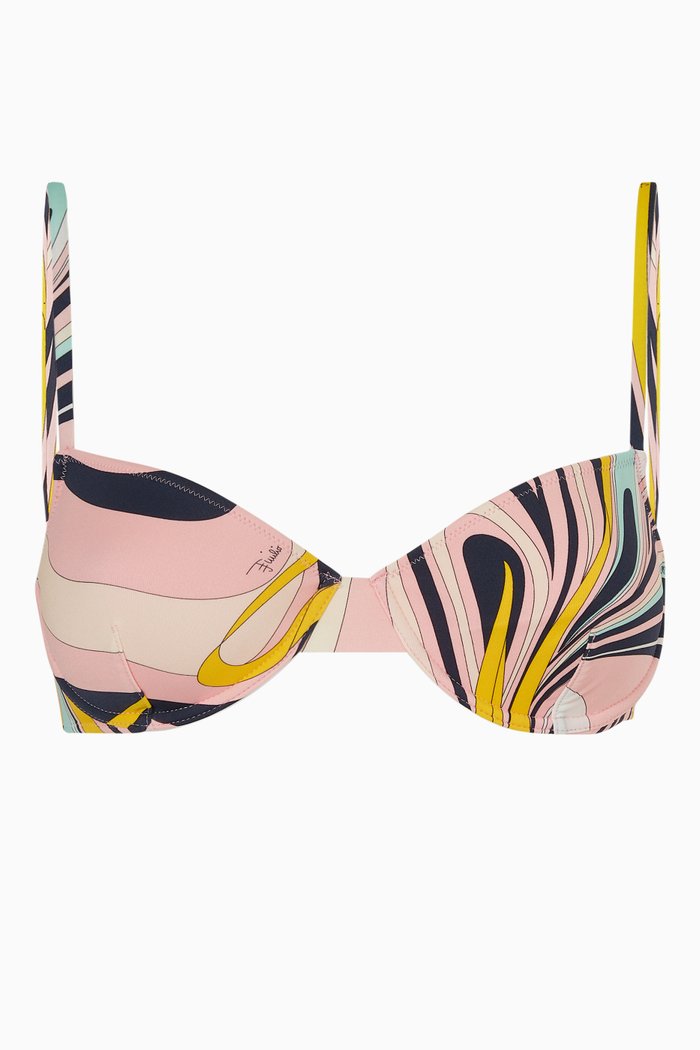 

Onde Print Bikini Bra in Sustainable Lycra, Pink