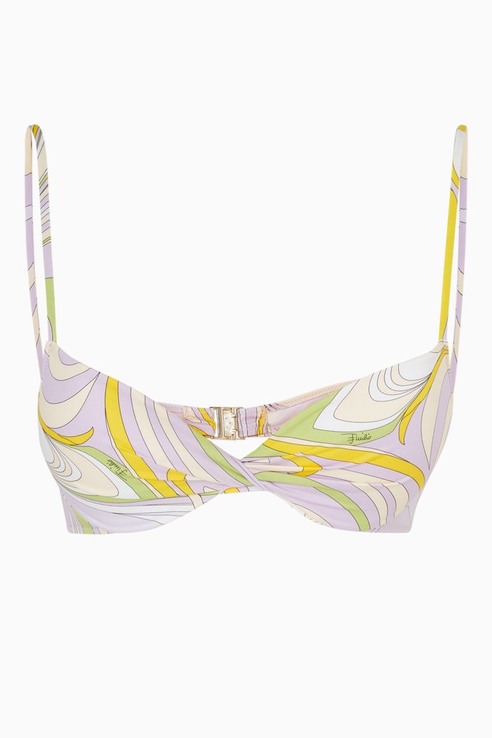 

Onde Print Bikini Top in Sustainable Lycra, Purple