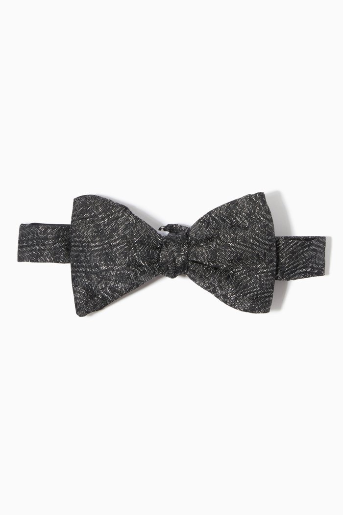 

Floral Bow Tie in Silk, Black