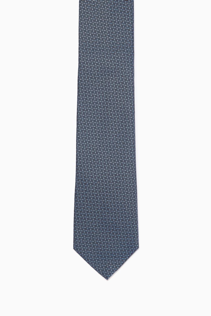 Geometric Tie in Silk, Blue
