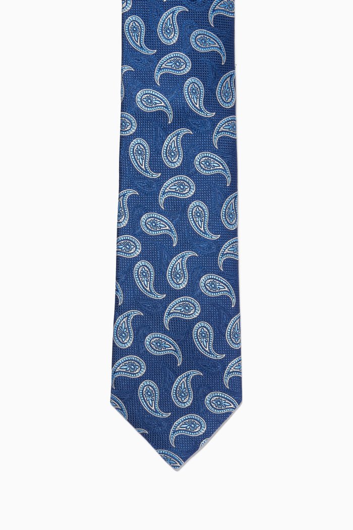 Paisley Tie in Silk, Blue