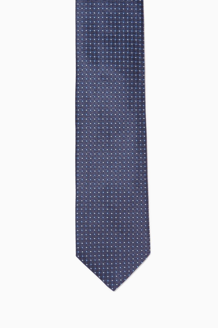 

Geometric Tie in Silk, Blue