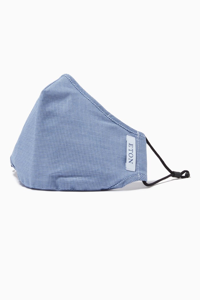 Houndstooth Non-medical Face Mask in Supima Cotton, Blue
