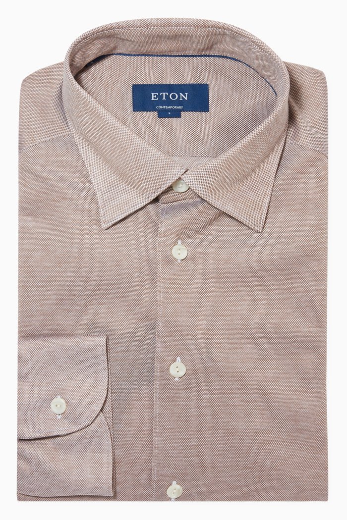 

Slim-Fit Oxford Shirt in Recycled Cotton, Brown