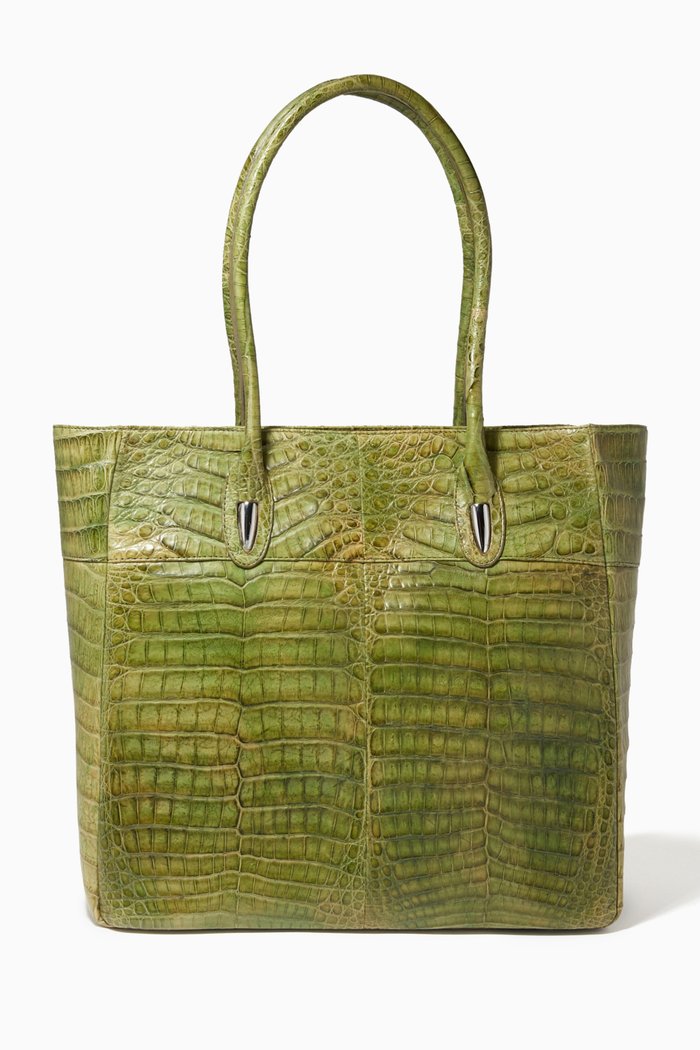 

Tote Bag in Exotic Leather, Grey