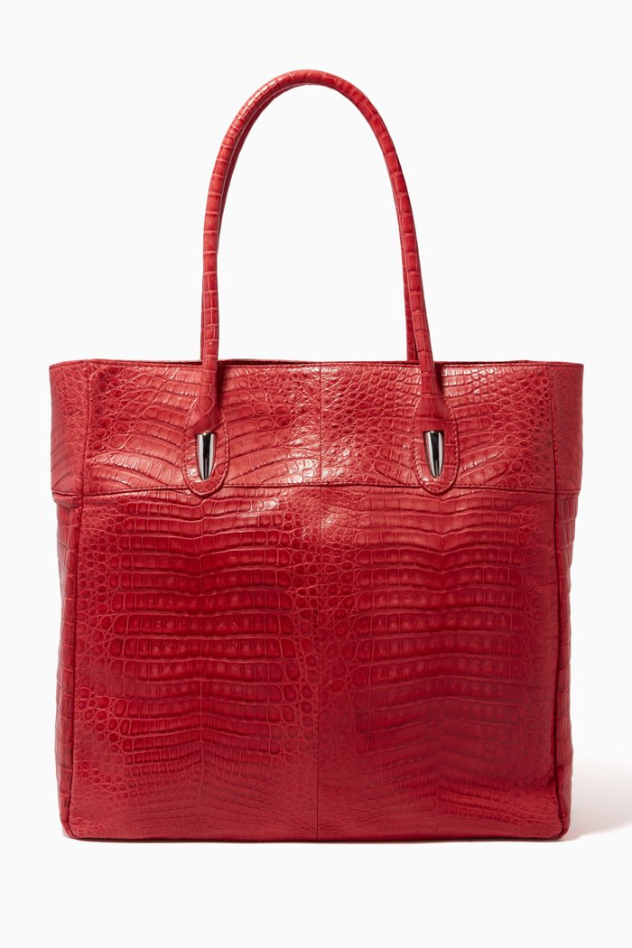 

Tote Bag in Exotic Leather, Red