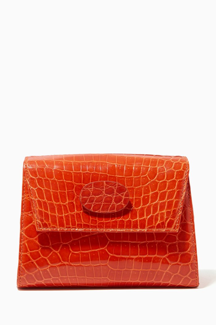 

Pochette Bag in Exotic Leather, Orange